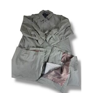 Sanyo Carol Cohen Coat Mens Large Gray Removable Liner Trench Belted Rain Jacket